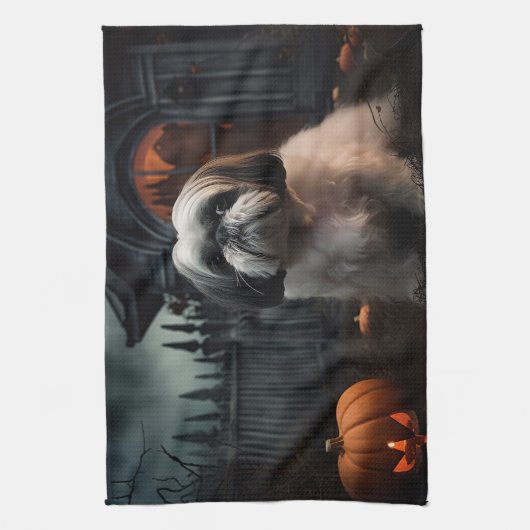 Shih Tzu Halloween eng Theedoek (Verticaal)