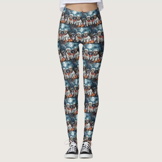 Shih Tzu Halloween Spooky Leggings (Voorkant)