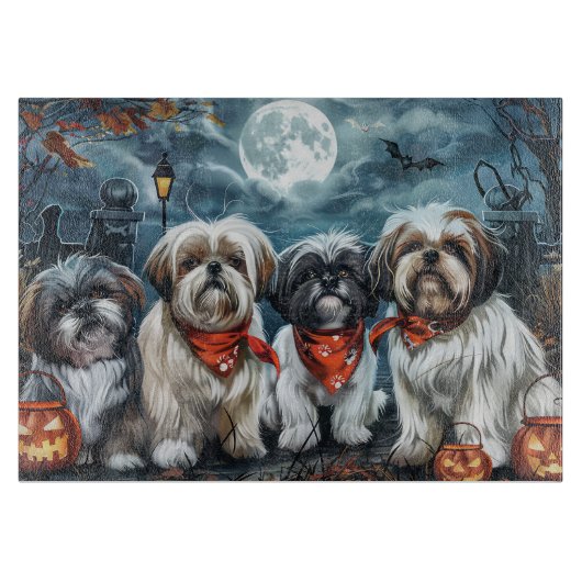 Shih Tzu Halloween Spooky Snijplank (Voorkant)