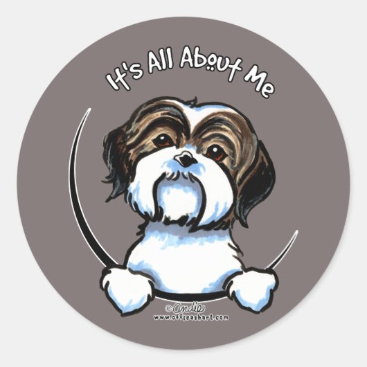 Shih Tzu heeft alles over mij Ronde Sticker (Voorkant)