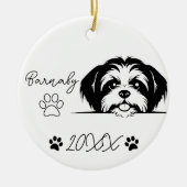 Shih Tzu Hond Aangepaste Naam & Jaar Keramisch Ornament (Voorkant)