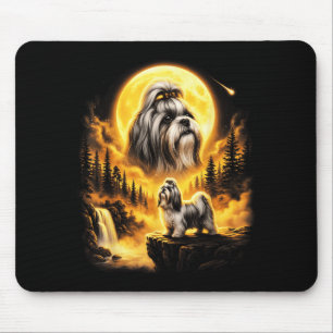 Shih Tzu-hond die naar de maan jankt Retro vintage Muismat