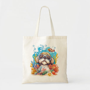 Shih Tzu-hond die op koraalrif snorkelt Tote Bag
