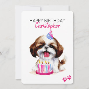 Shih Tzu Hond Gepersonaliseerde Gelukkige Verjaard Kaart