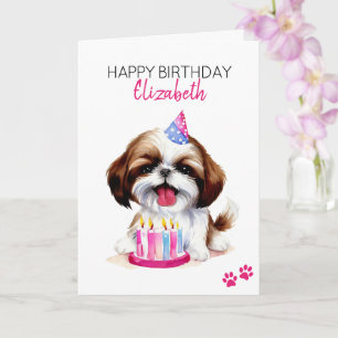 Shih Tzu Hond Gepersonaliseerde Gelukkige Verjaard Kaart