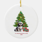 Shih Tzu hond gepersonaliseerde kerst Keramisch Ornament (Achterkant)