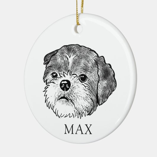 Shih Tzu Hond Handtekening Gepersonaliseerd Keramisch Ornament (Links)