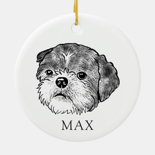Shih Tzu Hond Handtekening Gepersonaliseerd Keramisch Ornament (Achterkant)