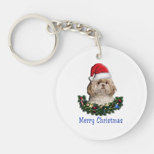 Shih-Tzu hond Kerst artikelen Sleutelhanger (Voorkant)