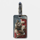 Shih Tzu Hond Kerstfeest Bagagelabel (Achterkant verticaal)