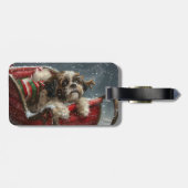 Shih Tzu Hond Kerstfeest Bagagelabel (Achterkant horizontaal)