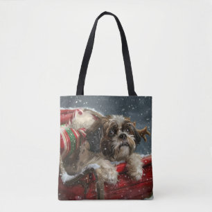 Shih Tzu Hond Kerstfeest Draagtas
