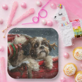 Shih Tzu Hond Kerstfeest Papieren Bordje (Feest)