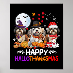 Shih Tzu Hond Kerstmis Happy Hallothankmas Thanksg Poster