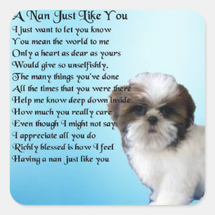 Shih Tzu Hond - Nan Gedicht Vierkante Sticker