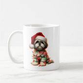 Shih Tzu Hond Puppy Kerstmis Koffiemok (Links)