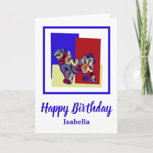 Shih Tzu Hond Silhouet Rood Blauw Geel Verjaardag Kaart