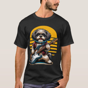 Shih Tzu-hond speelt elektrische gitaar Shih Tzu T-shirt