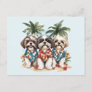Shih Tzu Honden met Hawaiiaanse Shirten Briefkaart