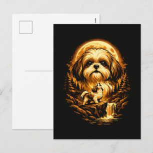 Shih Tzu Huilt naar de Maan Grappige Hond Feestdagenkaart