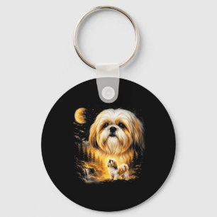 Shih Tzu Huilt naar de Maan Vintage 90s Grappige H Sleutelhanger