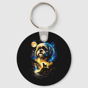 Shih Tzu Huilt naar de Maan Vintage 90s Grappige H Sleutelhanger
