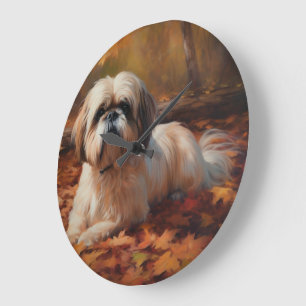 Shih Tzu in de herfst laat Herfst inspireren Grote Klok