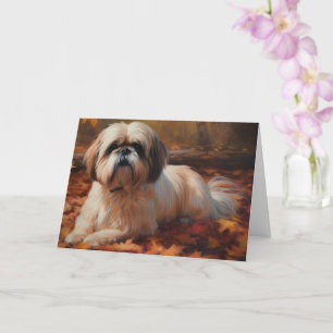 Shih Tzu in de herfst laat Herfst inspireren Kaart
