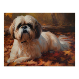 Shih Tzu in de herfst laat Herfst inspireren Perfect Poster