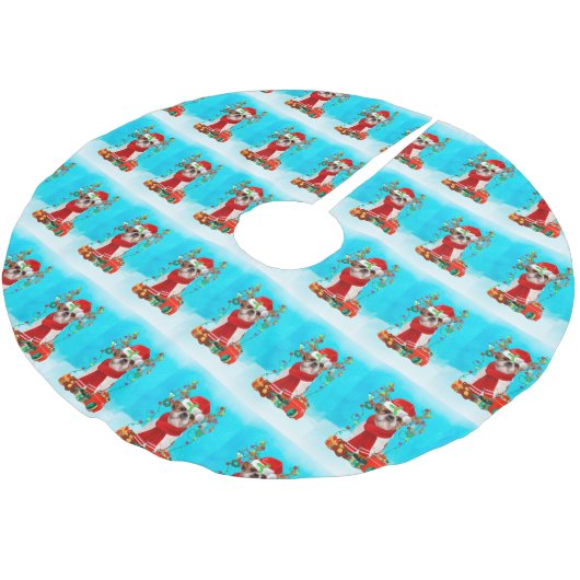 Shih Tzu in sneeuw met kerstcadeaus Kerstboom Rok (Gekanteld)