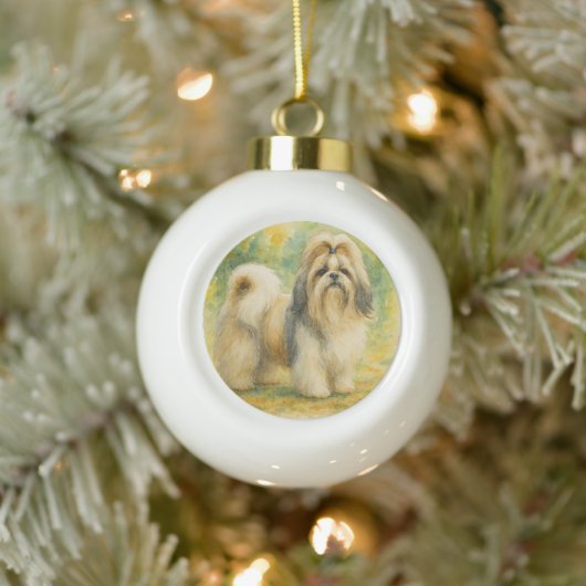 Shih Tzu Keramische Bal Ornament (Boom)
