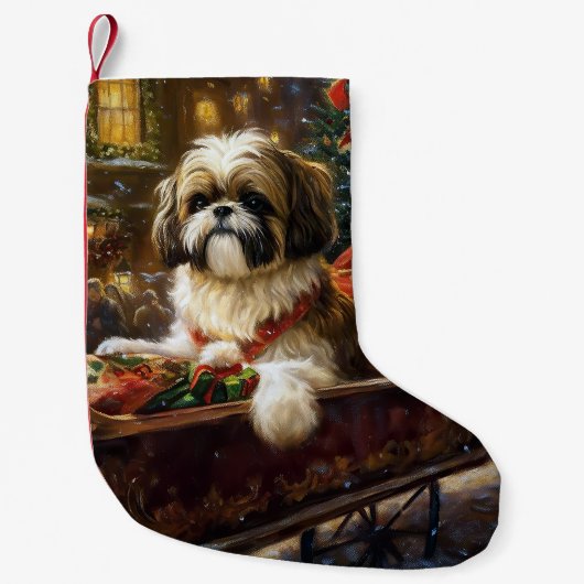 Shih Tzu Kerstfeest Seizoen Kleine Kerstsok (Voorkant)
