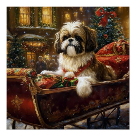 Shih Tzu Kerstfeest Seizoen Perfect Poster (Voorkant)