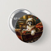 Shih Tzu Kerstfeest Seizoen Ronde Button 5,7 Cm (Voorkant /achterkant)