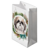 Shih Tzu Kerstkrans feestelijke pup Klein Cadeauzakje (Voorkant Gekanteld)