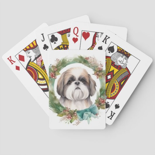 Shih Tzu Kerstkrans feestelijke pup Pokerkaarten (Achterkant)