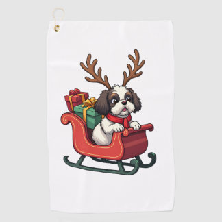 Shih Tzu Kerstman sleept over de slee Golfhanddoek