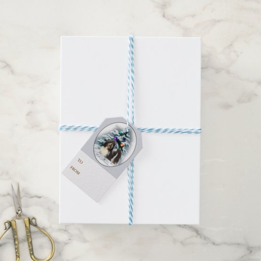 Shih Tzu Kerstmis Cadeaulabel (Met Touw)