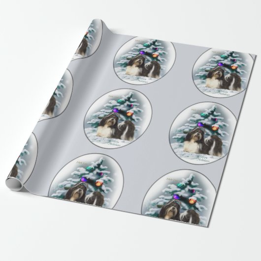 Shih Tzu Kerstmis Cadeaupapier (Uitgerold)