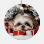 Shih Tzu Kerstmis Keramisch Ornament (Achterkant)