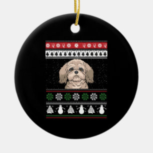 Shih Tzu Kerstmis Keramisch Ornament