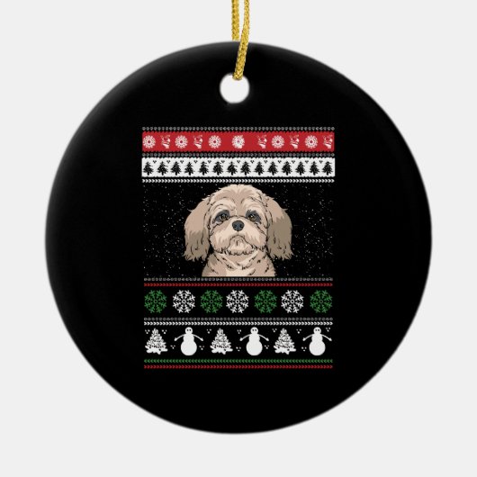 Shih Tzu Kerstmis Keramisch Ornament (Voorkant)