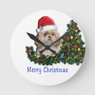 Shih tzu Kerstmis Ronde Klok
