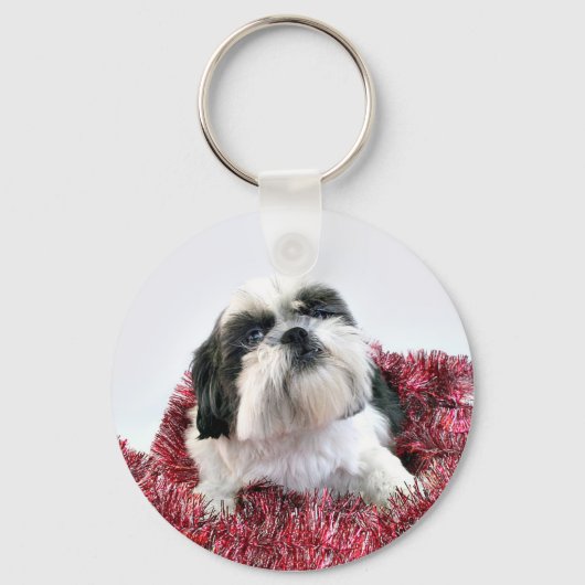 Shih Tzu Kerstmis Sleutelhanger (Voorkant)