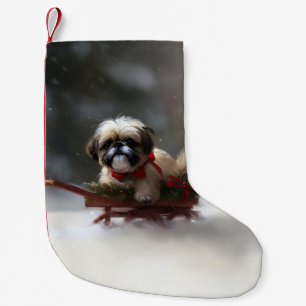 Shih Tzu Kerstmis sneeuw winter Kleine Kerstsok