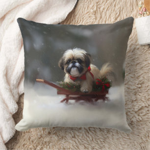 Shih Tzu Kerstsneeuw winter Kussen