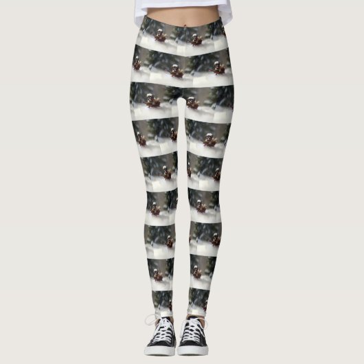 Shih Tzu Kerstsneeuw winter Leggings (Voorkant)