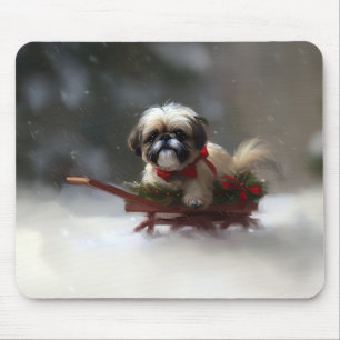 Shih Tzu Kerstsneeuw winter Muismat