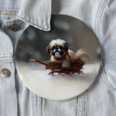 Shih Tzu Kerstsneeuw winter Ronde Button 6,0 Cm (In situ)