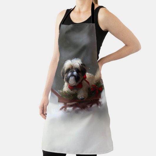 Shih Tzu Kerstsneeuw winter Schort (Insitu)